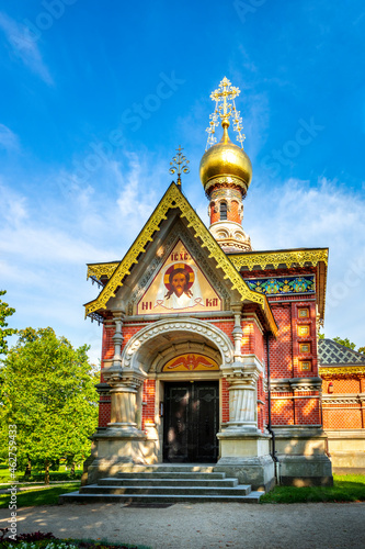 Germany, Hesse, Bad Homburg vor der Hohe, Small ornate Russian church photo