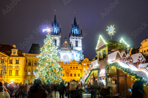 Czech Republic, Prague, Christmas market at night photo