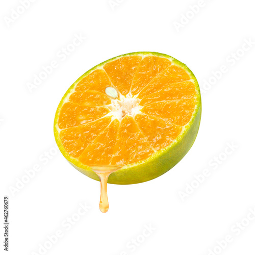 slice of orange juice dripping