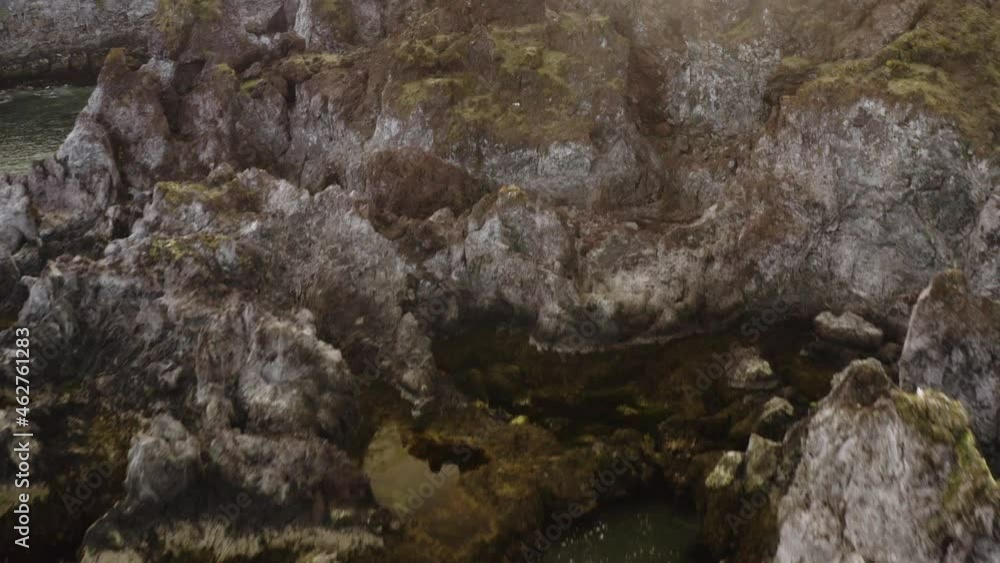 Cinematic aerial over the coastal cliffs of Snaefellsnes national park in Iceland. Cinematic aerial over the coastal cliffs of Snaefellsnes national park in Iceland.