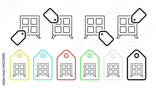 Cabinet vector icon in tag set illustration for ui and ux, website or mobile application