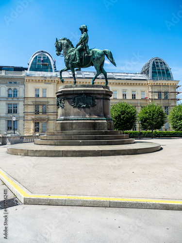 Austria, Vienna, Equestrian statue of Archduke Albert in front of Albertina museum photo