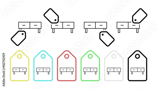 Bedsite table vector icon in tag set illustration for ui and ux, website or mobile application