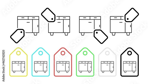 Closet vector icon in tag set illustration for ui and ux, website or mobile application