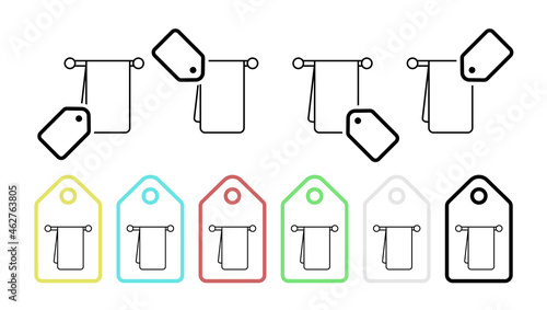 Towel hanger vector icon in tag set illustration for ui and ux, website or mobile application