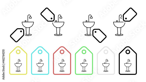Sink vector icon in tag set illustration for ui and ux, website or mobile application