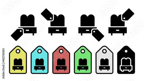 Mirror with mirror glyph vector icon in tag set illustration for ui and ux, website or mobile application
