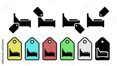 Bed glyph vector icon in tag set illustration for ui and ux, website or mobile application