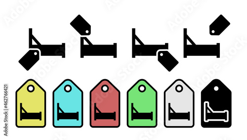 Bed glyph vector icon in tag set illustration for ui and ux, website or mobile application