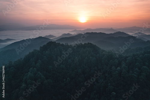 mountains and sunrise in the morning