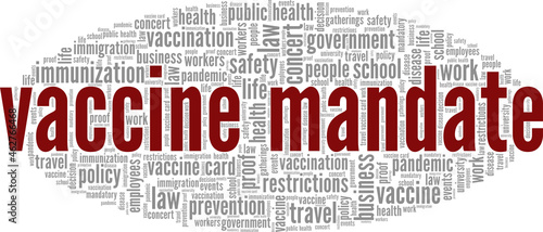 Vaccine Mandate vector illustration word cloud isolated on white background.