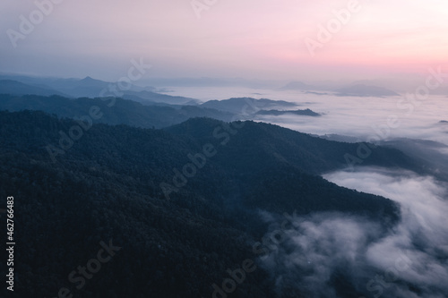 mountains and sunrise in the morning