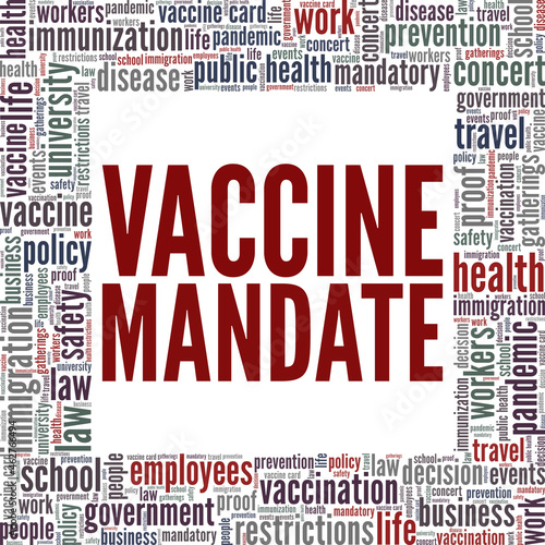 Vaccine Mandate vector illustration word cloud isolated on white background.