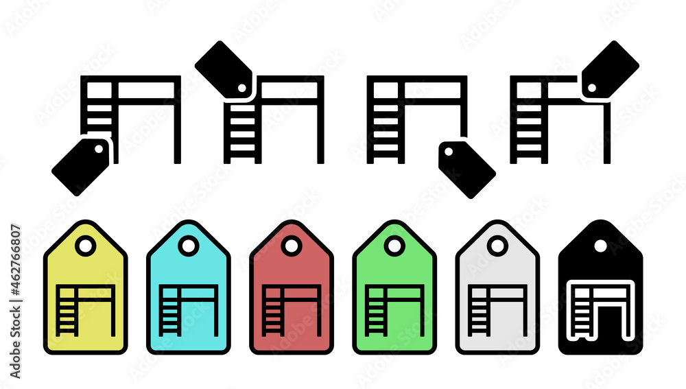 Fototapeta premium Computer table glyph vector icon in tag set illustration for ui and ux, website or mobile application