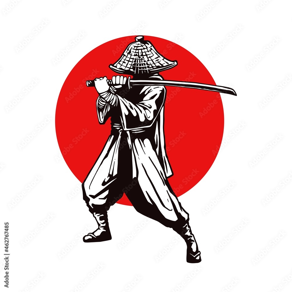 Obraz premium samurai illustration for t shirt design