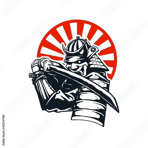 illustration of a samurai swinging a sword