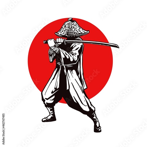 samurai illustration for t shirt design