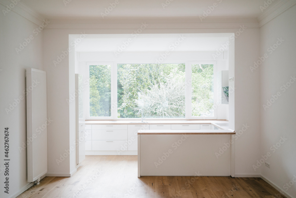Empty kitchen in a newly refurbished house Empty kitchen in a newly refurbished house