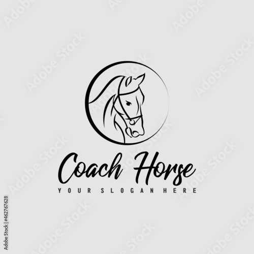 unique outline horse in Circle image graphic icon logo design abstract concept vector stock. Can be used as a symbol associated with animal
