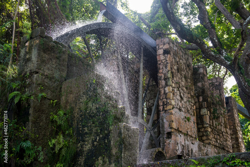 Jamaica, Montego Bay, Old sugar mill waterwheel photo