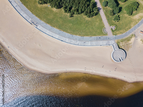 Aerial view over beach park, St. Petersburg, Russia