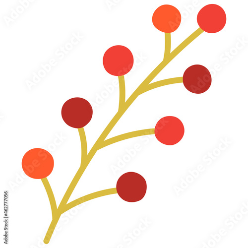 木の実　赤い実　クリスマス　ノイバラ　ノイバラの実　実　果実　ベリー　植物　秋　冬　イラスト　手描き © claris