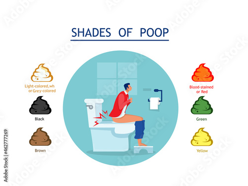 Boy excrete with Shades Color Of Poop Healthy Concept  illustrator