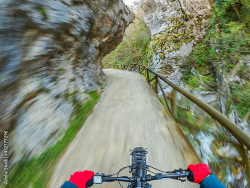 Spain, Asturia, Ruta del Alba, Personal perspective of cyclist photo