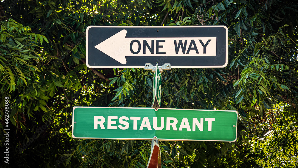 Street Sign to Restaurant