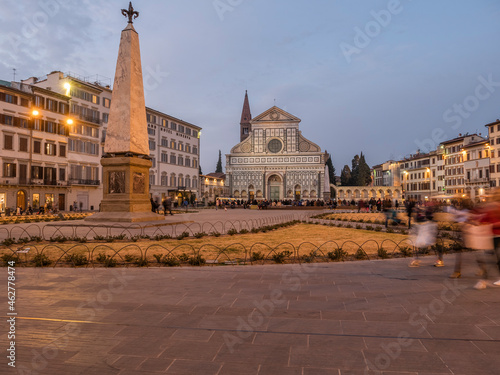 Italy, Tuscany, Florence, Santa Maria Novella, Piazza Santa Maria Novella in the evening photo