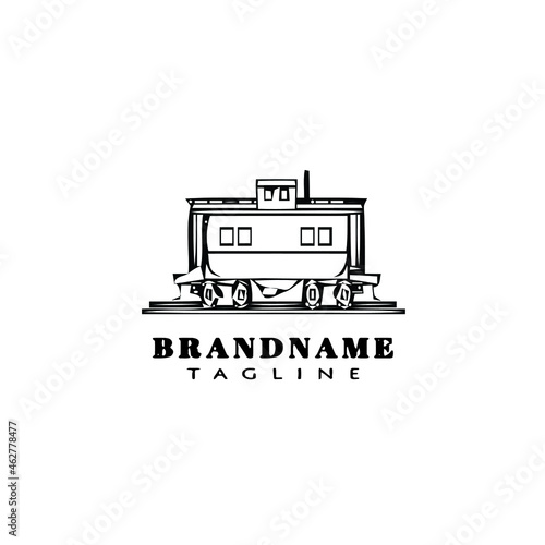 flat caboose logo cartoon icon design template black isolated vector illustration