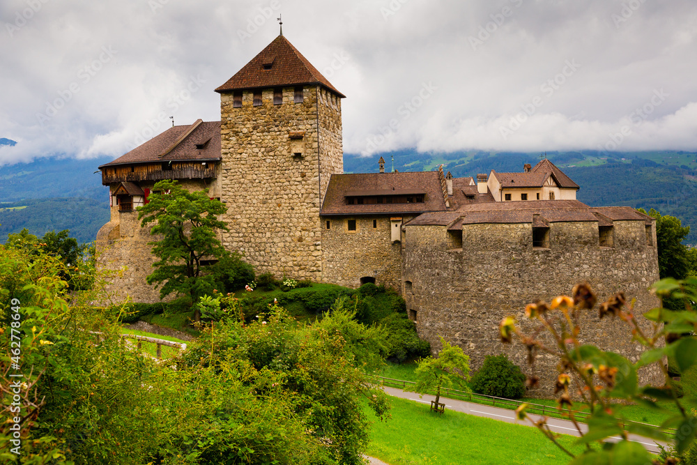 Medieval castle view in Vaduz. Principality of Liechtenstein