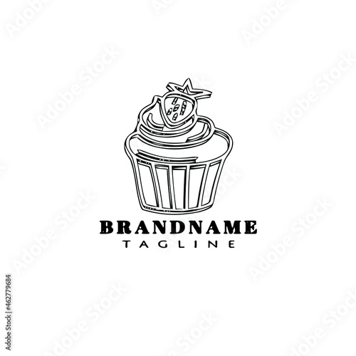 cake logo cartoon design template icon black isolated vector