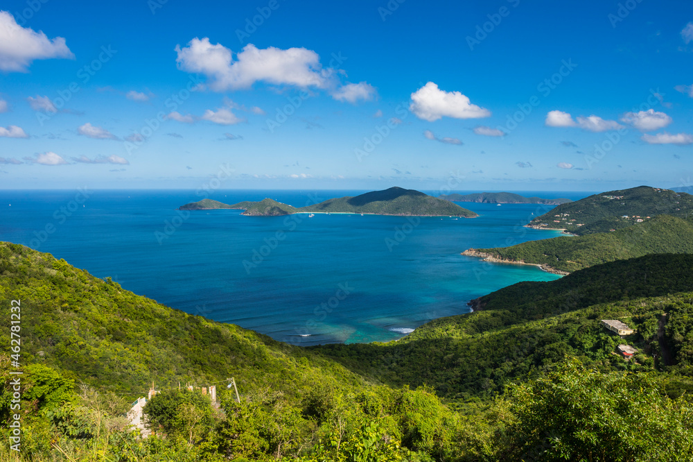 Tranquil view of Caribbean sea against blue sky, Tortola, British Virgin Islands Tranquil view of Caribbean sea against blue sky, Tortola, British Virgin Islands