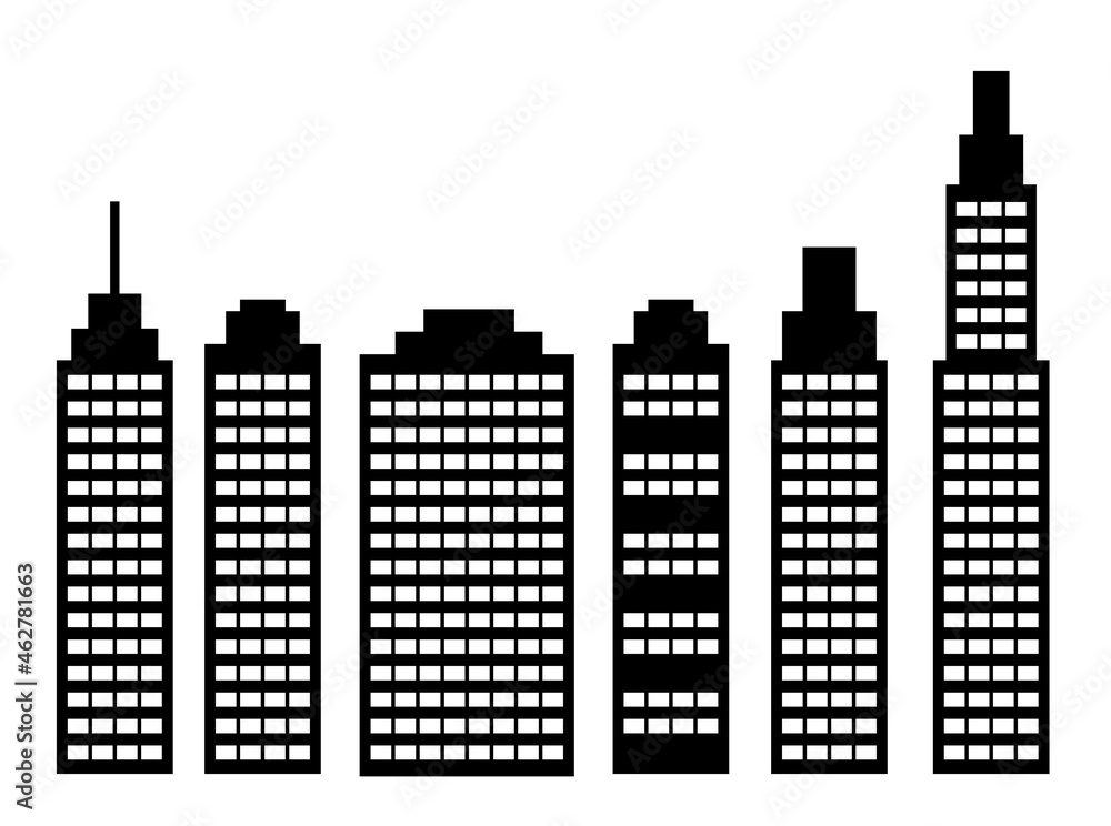 collection of buildings with windows, vectors