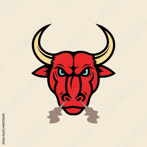 angry bull mascot icon vector illustration design