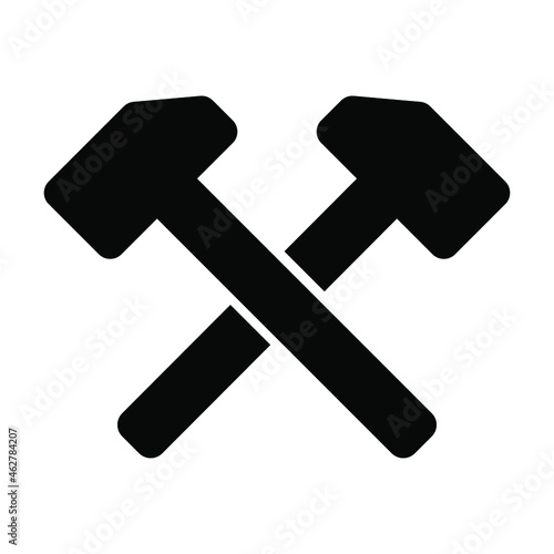 Work Hammers. Flat black symbol. Pictogram is Designed for web and software interfaces. Vector illustration