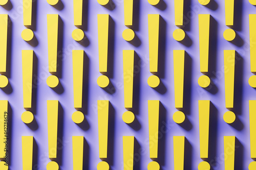 Three dimensional pattern of rows of yellow exclamation points