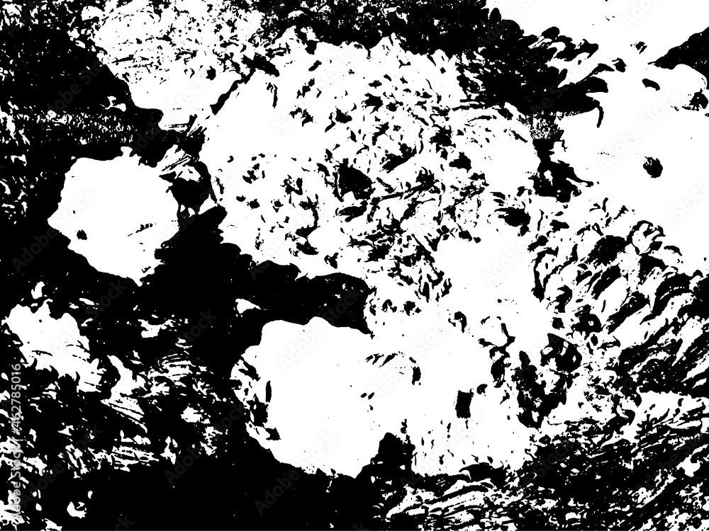 Obraz premium Grunge is black and white. Texture of black strokes on a white background. Abstract chaotic movements with a dry brush. Monochrome pattern of worn surface