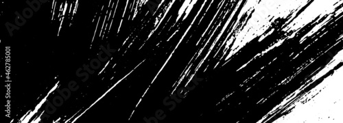 Black and white grunge background. Smears of black paint on white. The abstract backdrop is monochrome. Psychedelic Image
