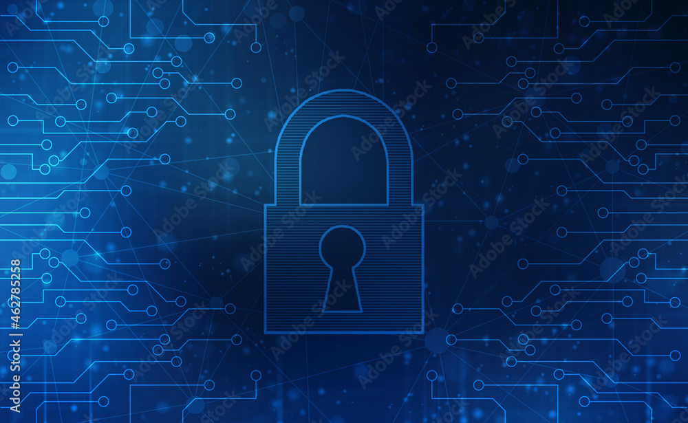 Digital Padlock on abstract technology background, Technology security concept. Modern safety digital background. Protection system, Cyber Security and safety information, personal data concept. Digital Padlock on abstract technology background, Technology security concept. Modern safety digital background. Protection system, Cyber Security and safety information, personal data concept.
