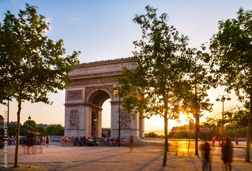 Arc de triomphe against clear sky during sunset, Paris, France Arc de triomphe against clear sky during sunset, Paris, France