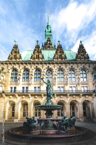 Germany, Hamburg, Hygieia fountain in front of Hamburg City Hall photo