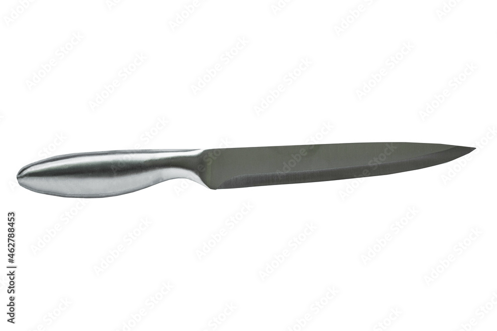Fototapeta premium Long kitchen knife with steel handle insulated on white background