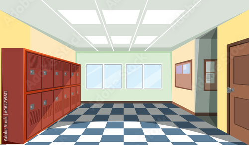 Interior of a school locker room