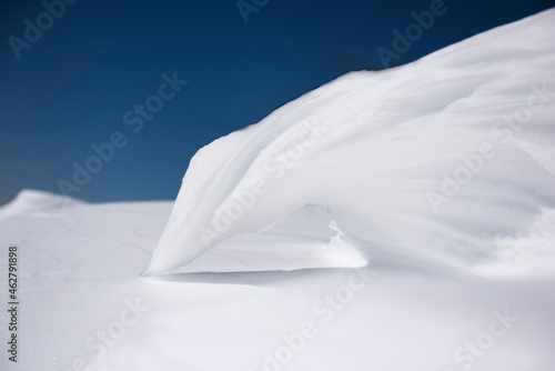 Italy, Abruzzo, Gran Sasso e Monti della Laga, Abstract of snow in Campo Imperatore photo
