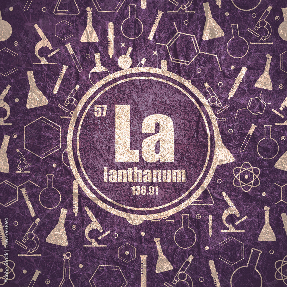 Lanthanum chemical element. Concept of periodic table. Lanthanum chemical element. Concept of periodic table.