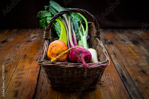 Assorted beets in basket photo