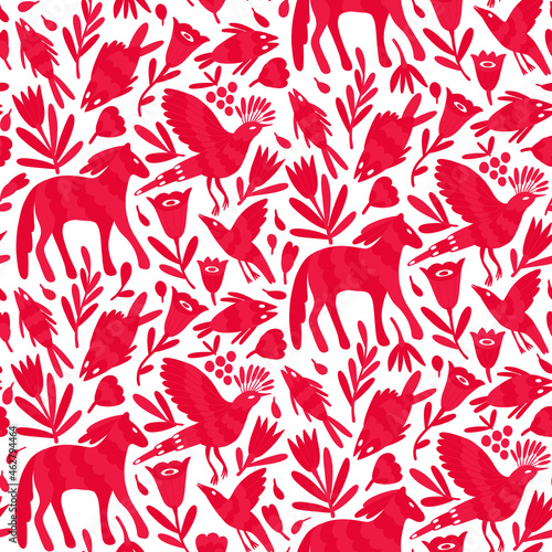 Otomi Mexican Animal Seamless Pattern