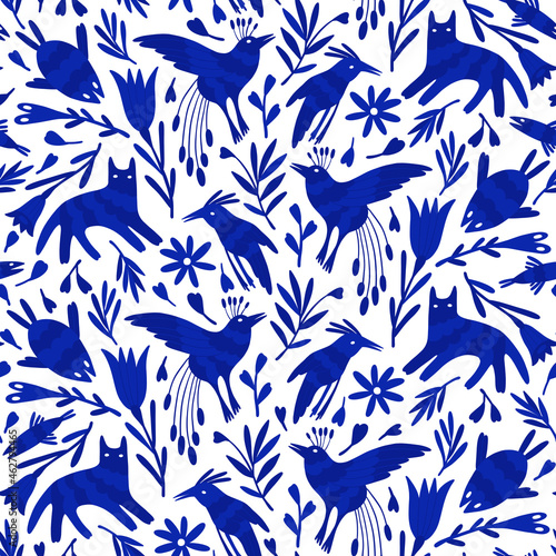 Otomi Mexican Animal Seamless Pattern
